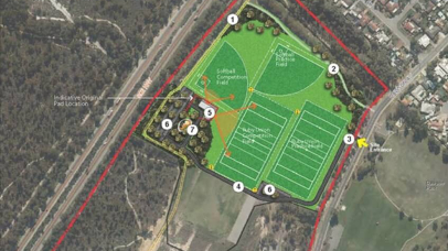 Aerial mapping image highlighting draft plans for leisure recreation services