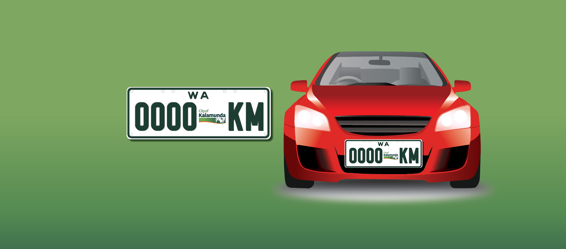 Illustration of customised City of Kalamunda Car Number plates