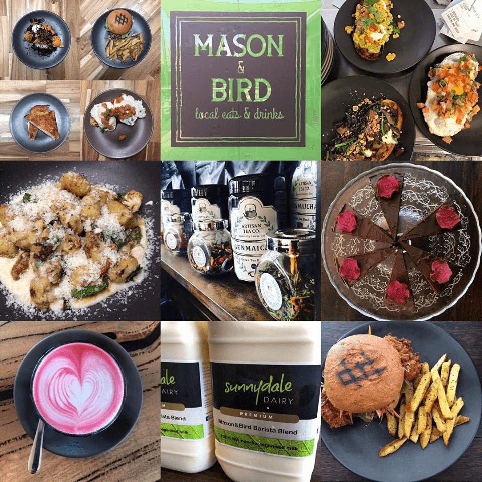 Food photo collage from Mason and Bird cafe located at Zig Zag Cultural Centre in Kalamunda