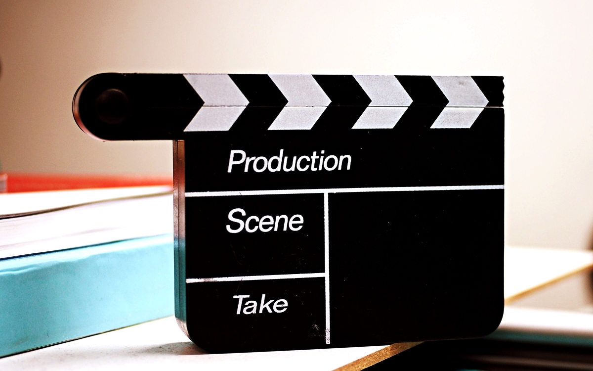 Filming board showing sections for Production, Scene and Take.