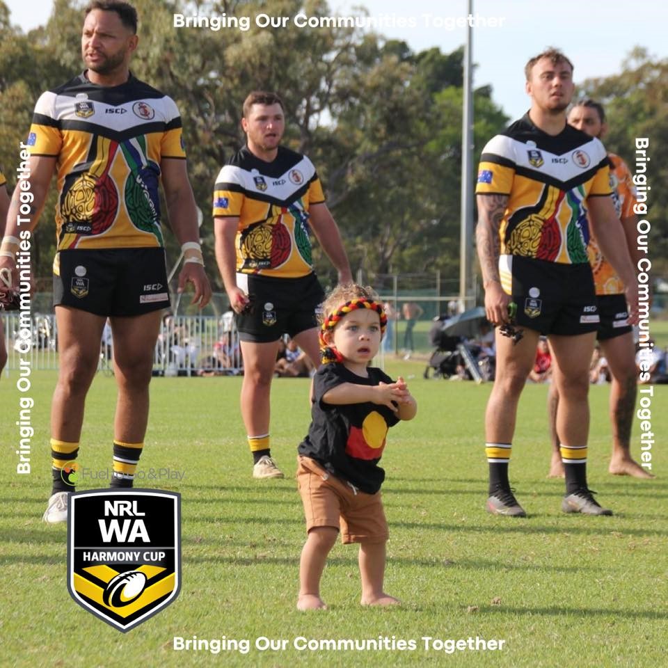 Photo supplied by NRLWA - Young Indigenous Boy Involved In Their Cultural Exchange before a game – Taken by Shauna Narrier