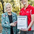 Photo credit Mark Fisher  - Diana Fisher with Mayor (left) receiving Local Hero Certificate