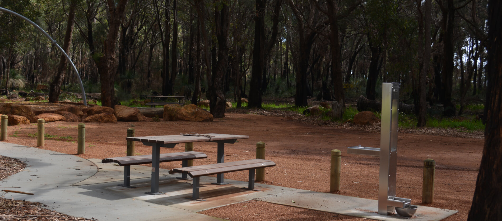 Water fountain and picnic table facilities located at Alan Anderson Park in Walliston