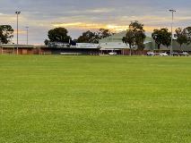 Football and Cricket Club house view from sport field of the football and cricket club house