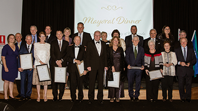 2019 recipients included Iris Jones, Thomas Hogg, Chris Saligari, Donald McKechnie, Gordon Masters, Frank Scardifield, Marian Rolfe, Mike Robinson, Noreen Townsend and Greg Cannon. Second row are elected council members