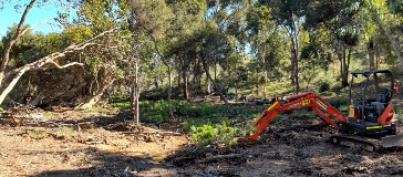 Mechanical Removal of woody weeds and preparation for native flora revegetation at Crumpet Creek , Maida Vale