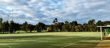 View of netball courts located at Maida Vale Netball Centre