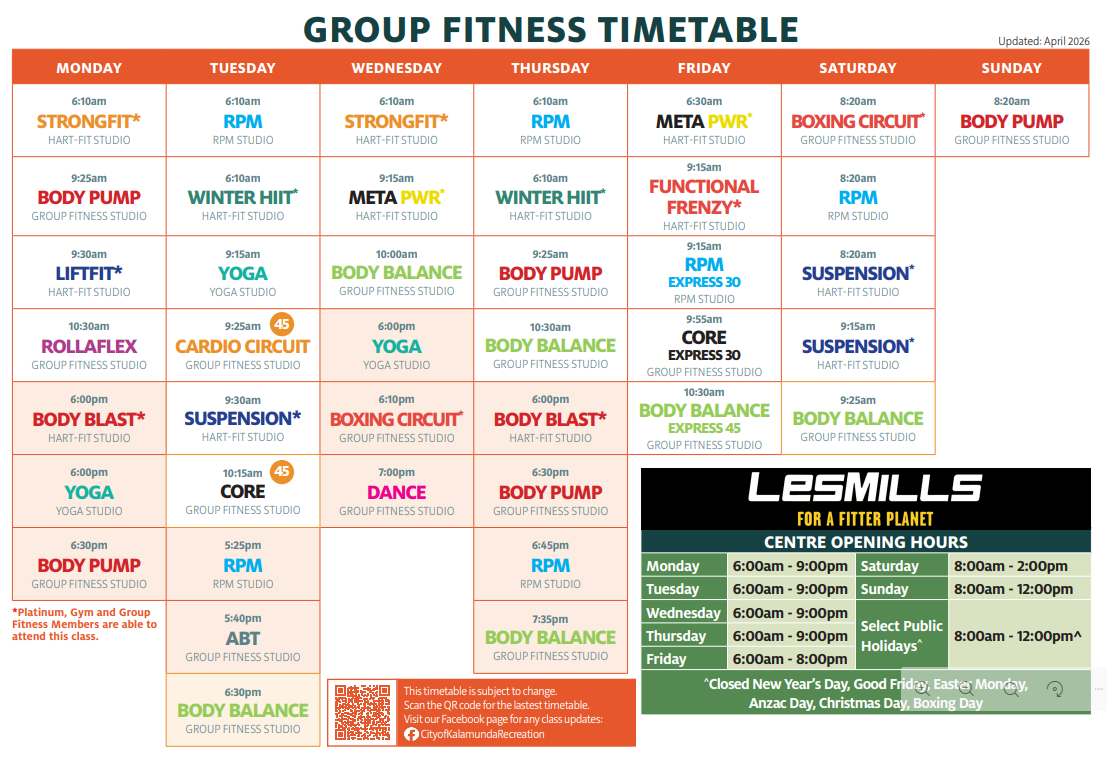group fitness table