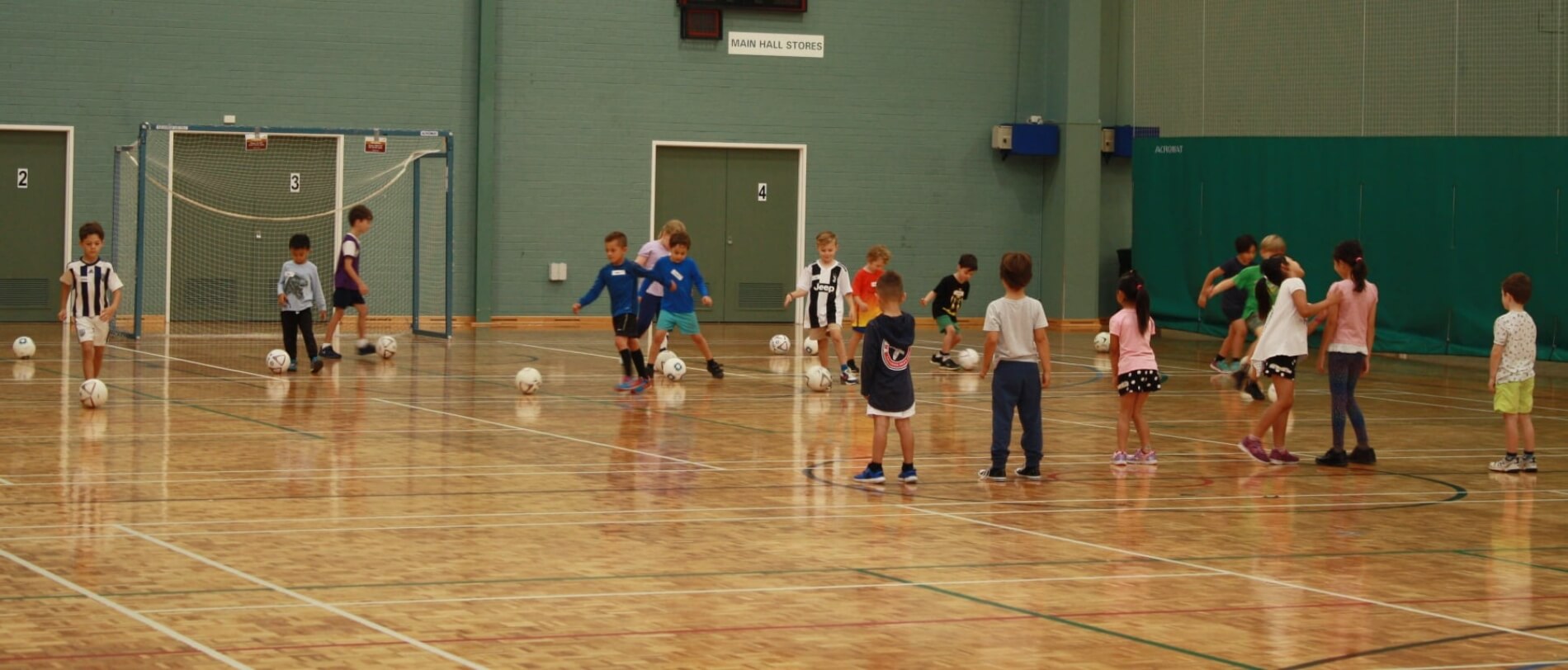 Junior indoor soccer practice at Hartfield Park Recreation Centre
