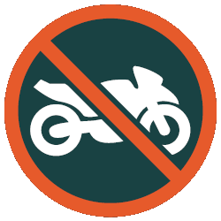 Symbol for 'No Motorcycles' on Walk Trails